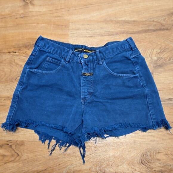 Vintage Marithe Francois Girbaud Denim Shorts Frayed Hem Blue 90s Womens 29 - Picture 1 of 10